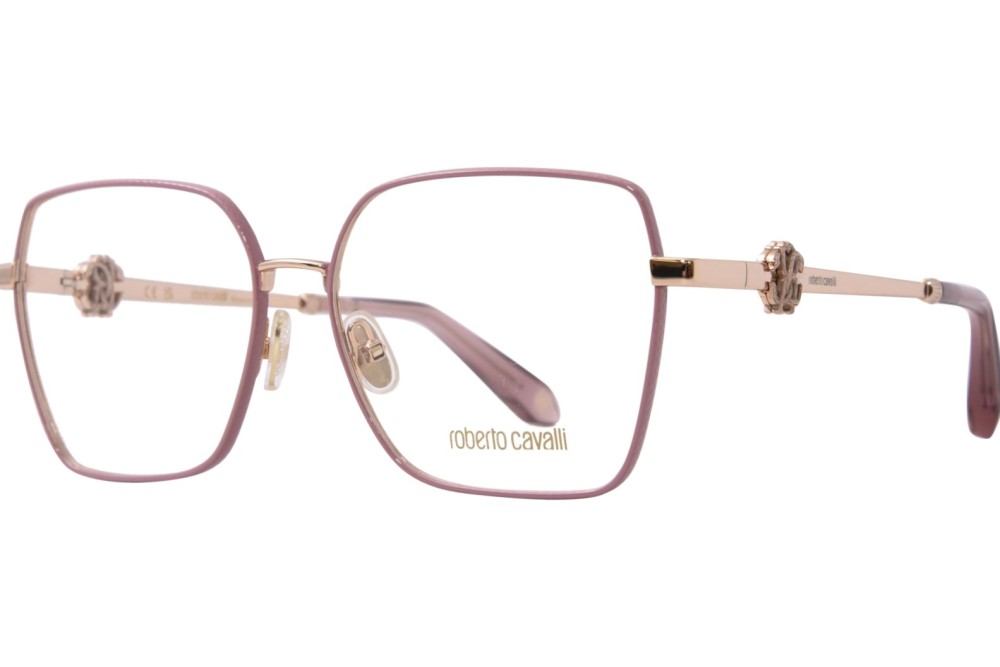 Roberto Cavalli VRC029 - 02AM - 57 Cadres optiques Rose, Bronze, Or Angulaire