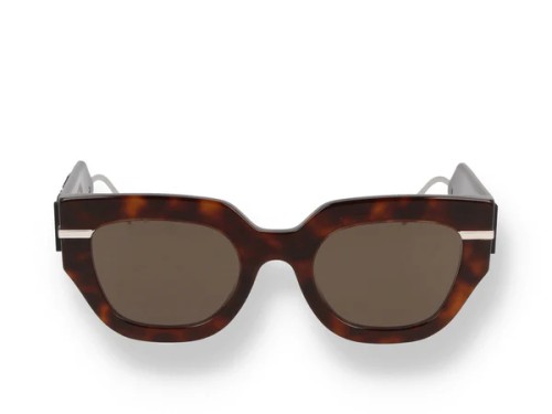 Fendi FE40097F - 52E - 51 Lunettes de soleil Havane, Or Œil de chat