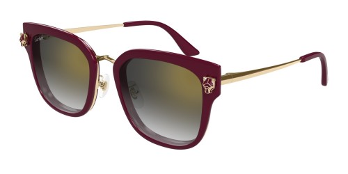Cartier CT0509SA - 003 - 55 Lunettes de soleil Bordeaux, Or Angulaire