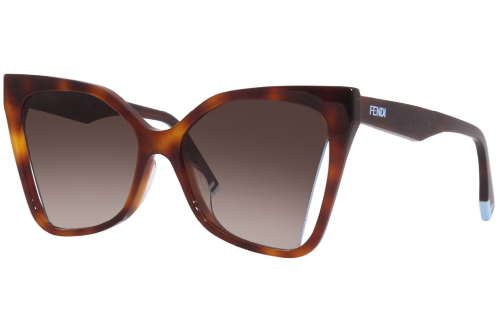 Fendi FE40010U - 53F - 55 Lunettes de soleil Havane Œil de chat