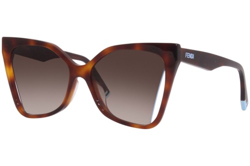 Fendi FE40010U - 53F - 55 Lunettes de soleil Havane Œil de chat