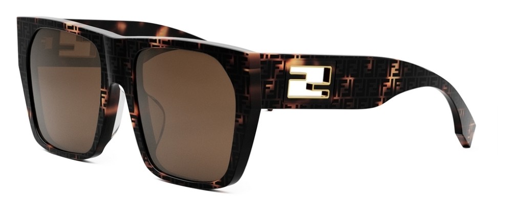 Fendi FE40124F - 55E - 57 Lunettes de soleil Havane Angulaire