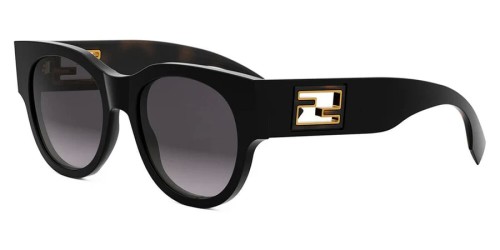 Fendi FE40147I - 01B - 53 Lunettes de soleil Black Round