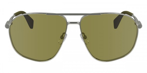 Lanvin LNV134S - 045 - 59 Lunettes de soleil Argent, Vert Pilote (Aviateur)