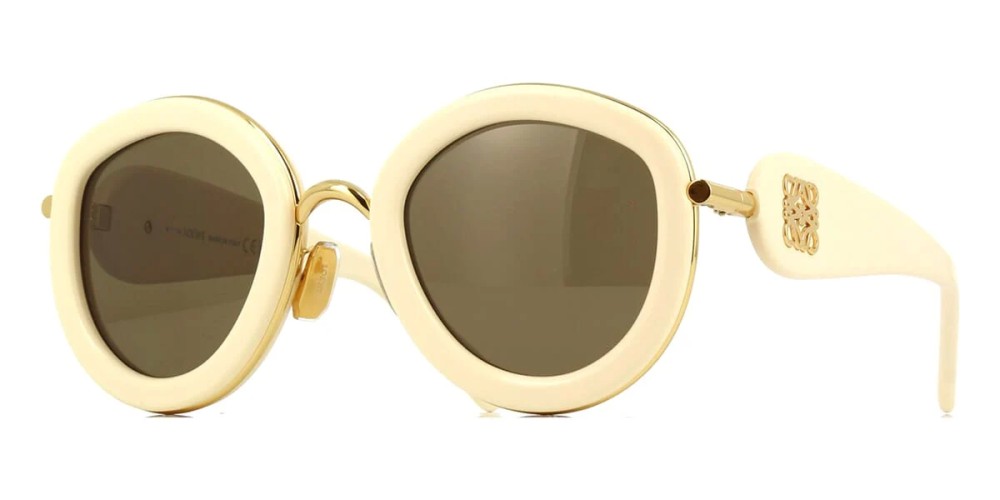 Loewe LW40130U - 25E - 49 Lunettes de soleil Or, Ivoire Coussin arrondi
