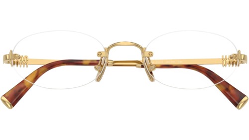 MIU MIU MU 53WV - ​5AK1O1 - ​53 Cadres optiques Or, Havane Ovale