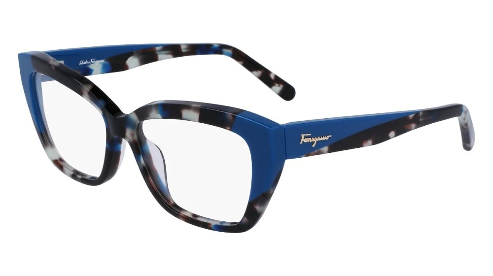 Salvatore Ferragamo SF2938 - 414 - 53 Cadres optiques Bleu, Havane Œil de chat