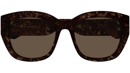 Alexander McQueen AM0451SA - 002 - 55 Lunettes de soleil Marron, À motifs Coussin arrondi