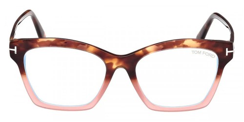 Tom Ford TF5965-B - 055 - 53 - AVEC DES VERRES À FILTRE ANTI LUMIÈRE BLEU-VIOLET Cadres optiques Havane, Rose Angulaire