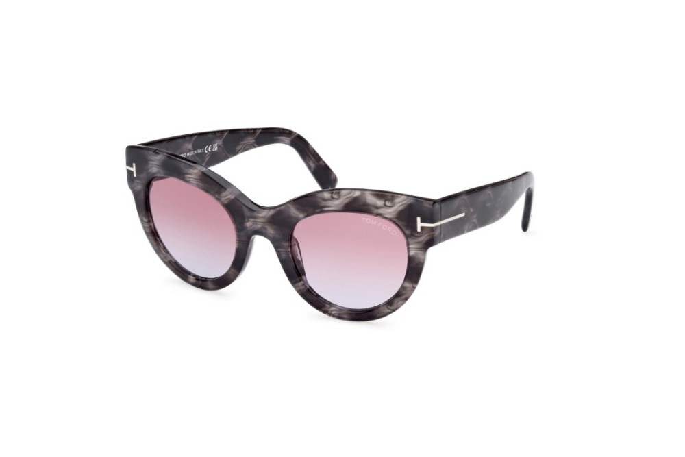 Tom Ford FT1063 LUCILLA - 56Z - 51 Lunettes de soleil Havane Œil de chat