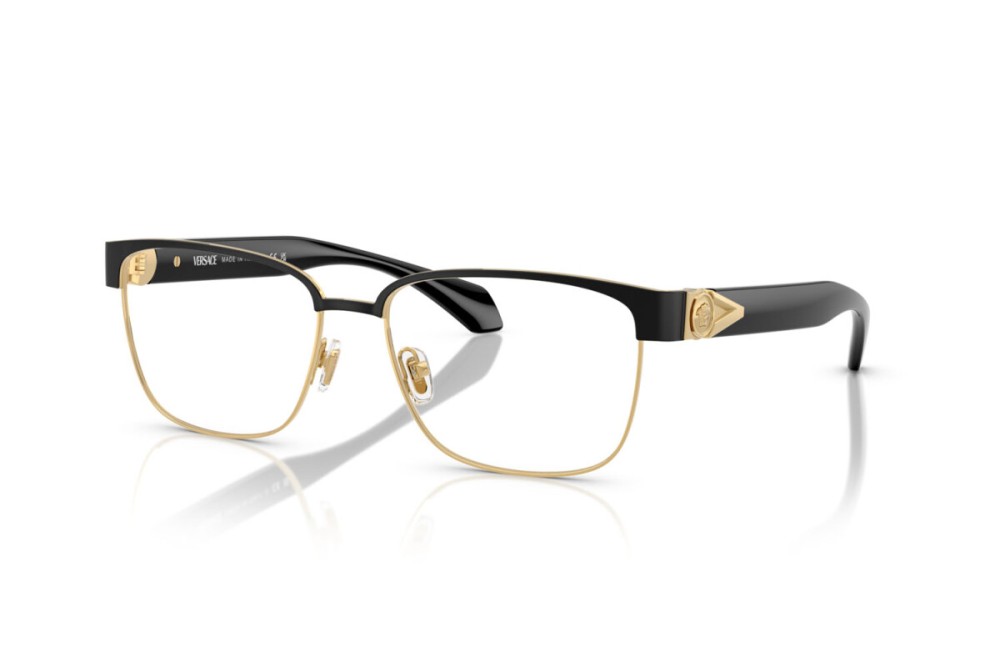 VERSACE VE1306 - ​1436 - ​57 Cadres optiques Or, Noir Angulaire