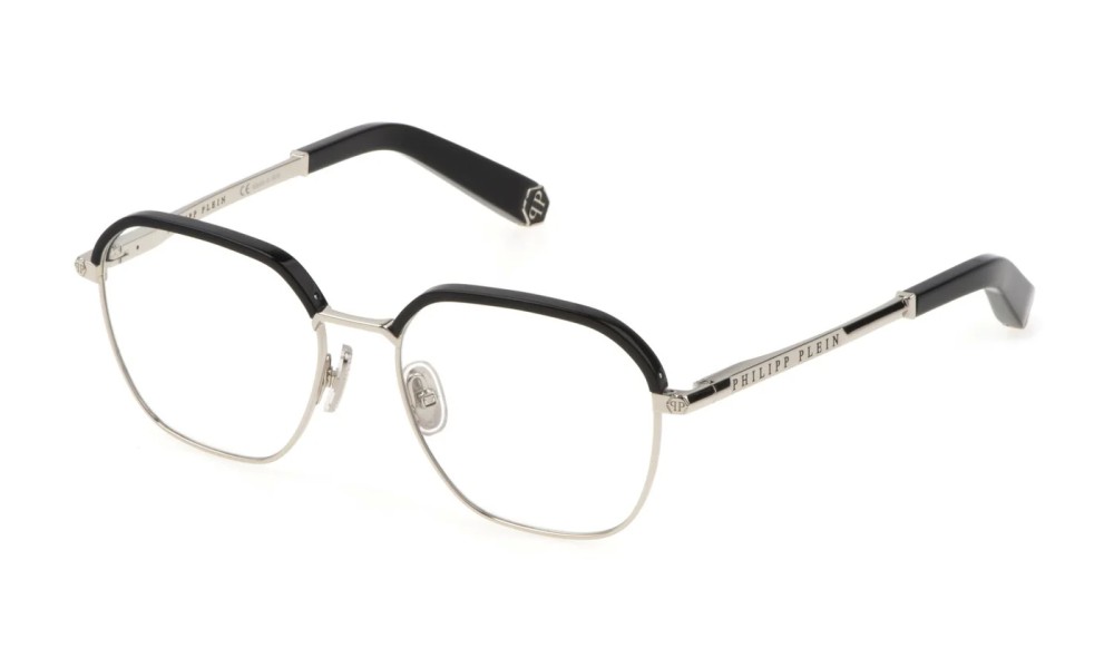 Philipp Plein VPP017 TREASURE - 0579 - 52 Cadres optiques Argent, Noir Angulaire