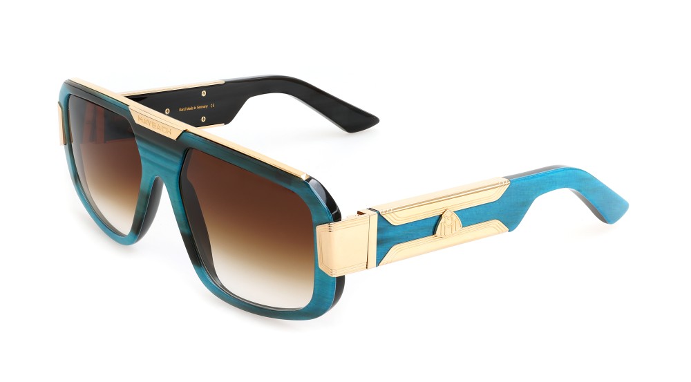 Maybach THE BOSS II - MG-HCB-Z33 - 59 - PLAQUÉ OR (GOLD PLATED) Lunettes de soleil Turquoise, noir, or Pilote (Aviateur)