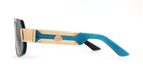 Maybach THE BOSS II - MG-HCB-Z33 - 59 - PLAQUÉ OR (GOLD PLATED) Lunettes de soleil Turquoise, noir, or Pilote (Aviateur)