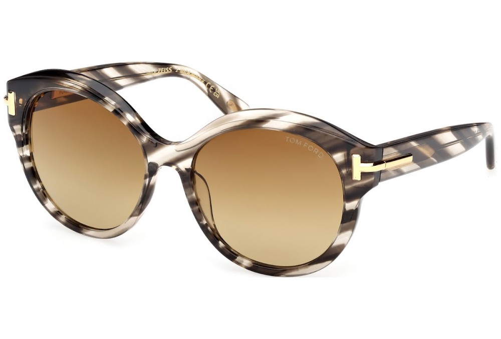 Tom Ford FT1251 ICON COLLECTION - 55F - 57 Lunettes de soleil Havane Coussin arrondi