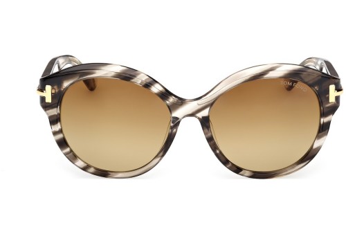 Tom Ford FT1251 ICON COLLECTION - 55F - 57 Lunettes de soleil Havane Coussin arrondi