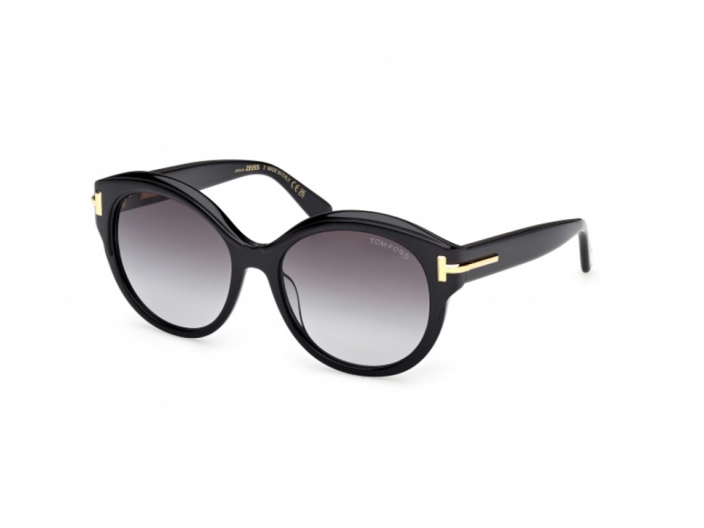 Tom Ford FT1251 ICON COLLECTION - 01B - 57 Lunettes de soleil Black Pillow (Rounded)