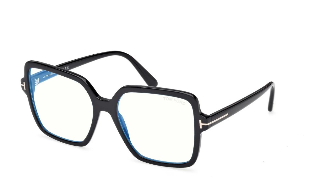 Tom Ford TF6063-B ECO - 001 - 56 - AVEC DES VERRES À FILTRE ANTI LUMIÈRE BLEU-VIOLET Cadres optiques Noir Angulaire