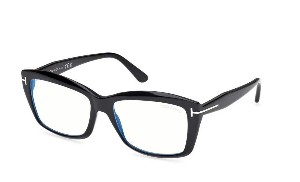 Tom Ford TF6065-B ECO - 001 - 55 - AVEC DES VERRES À FILTRE ANTI LUMIÈRE BLEU-VIOLET Cadres optiques Noir Angulaire