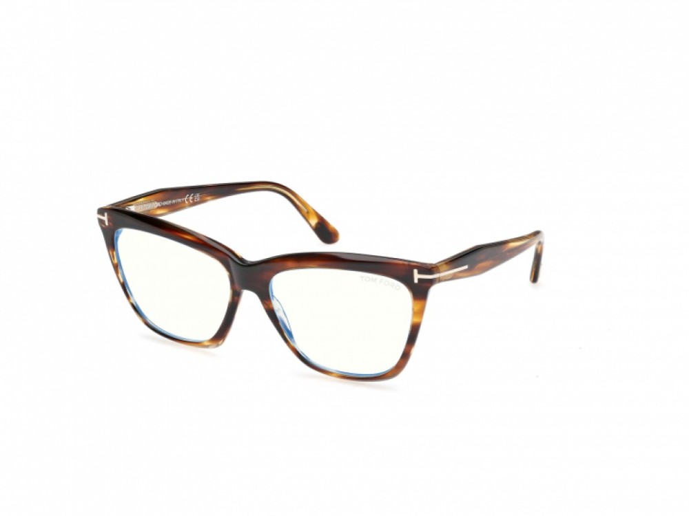 Tom Ford TF6064-B - 055 - 56 - AVEC DES VERRES À FILTRE ANTI LUMIÈRE BLEU-VIOLET Cadres optiques Havane Œil de chat