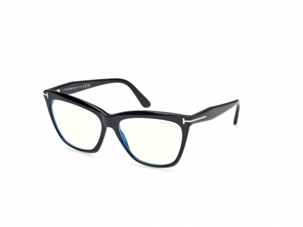 Tom Ford TF6064-B-ECO - 001 - 56 - AVEC DES VERRES À FILTRE ANTI LUMIÈRE BLEU-VIOLET Cadres optiques Noir Œil de chat