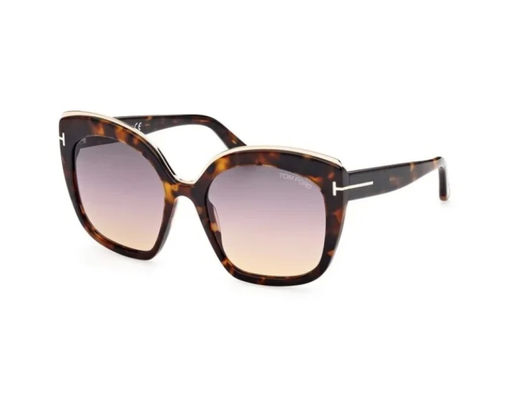 Tom Ford FT0944 CHANTALLE - 55B - 55 Lunettes de soleil Havane Coussin arrondi