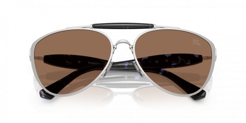 BURBERRY BE3160 - 100573 - 61 Lunettes de soleil Argent, Noir Pilote (Aviateur)
