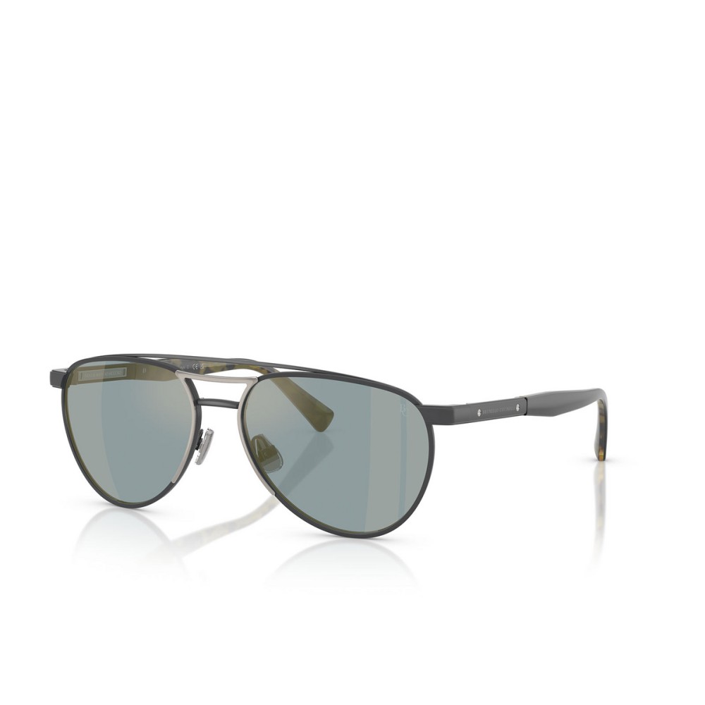 BRUNELLO CUCINELLI BC2007ST - 5021T0 - 56 - AVEC DES VERRES POLARISÉS Lunettes de soleil Argent, Noir Pilote (Aviateur)