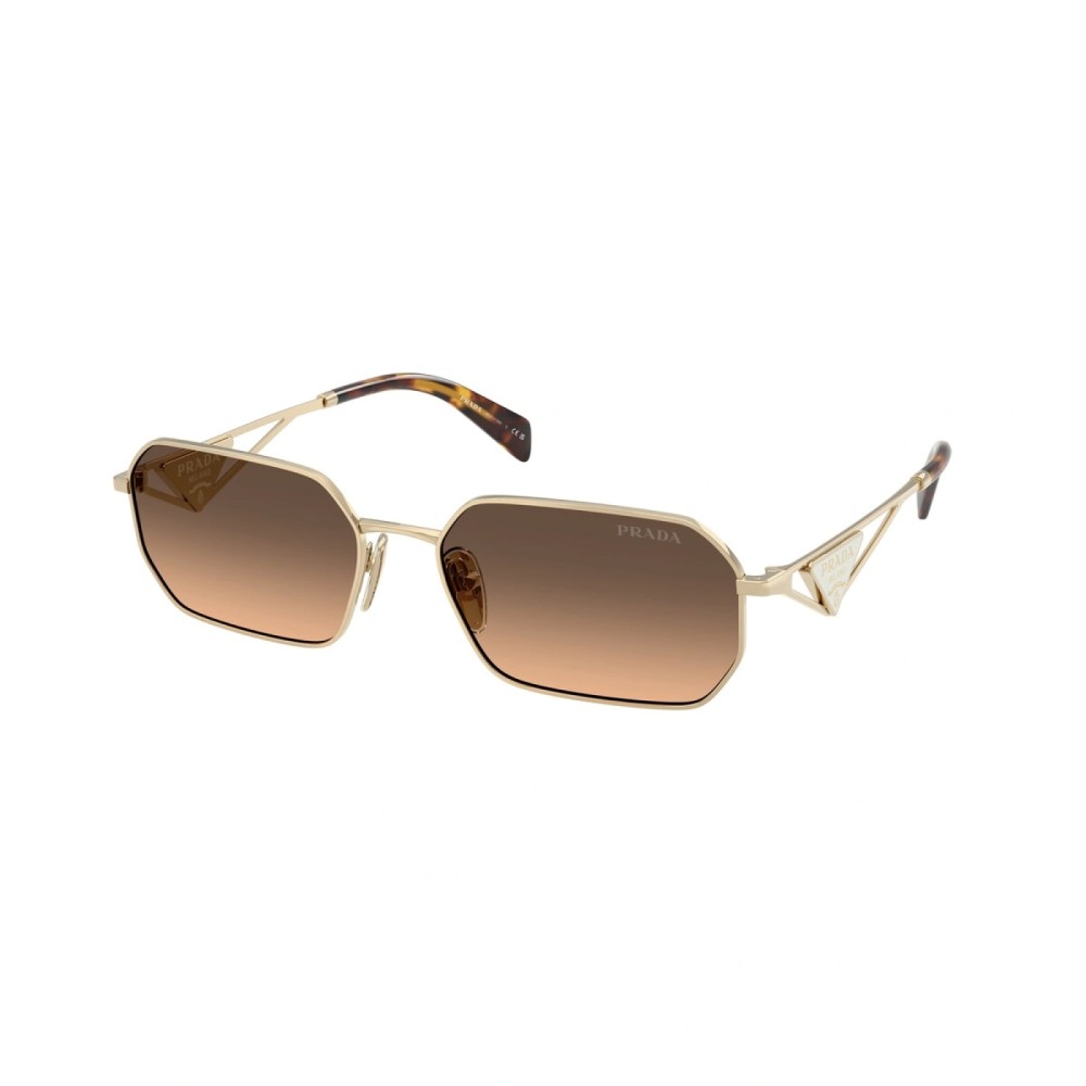 PRADA PR A51S - ZVN50C - 58 Lunettes de soleil Or, Havane Angulaire