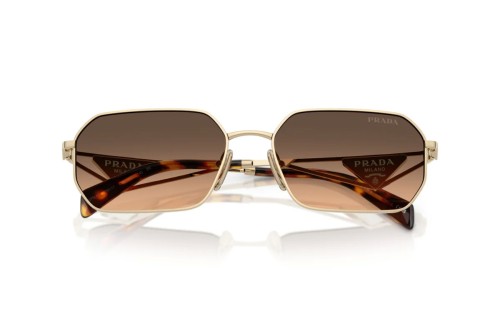 PRADA PR A51S - ZVN50C - 58 Lunettes de soleil Or, Havane Angulaire