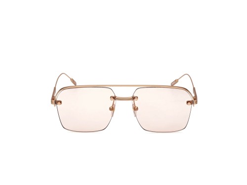 Zegna EZ0213 - 29E - 59 Lunettes de soleil Or rose Pilote (Aviateur)