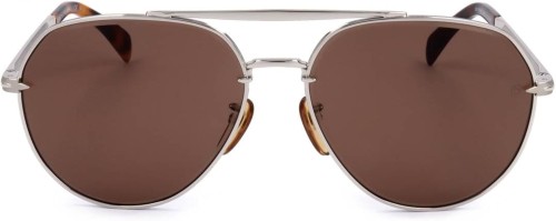 David Beckham DB 7037/G/S - 8JD - 61 Lunettes de soleil Argent, Havane Pilote (Aviateur)