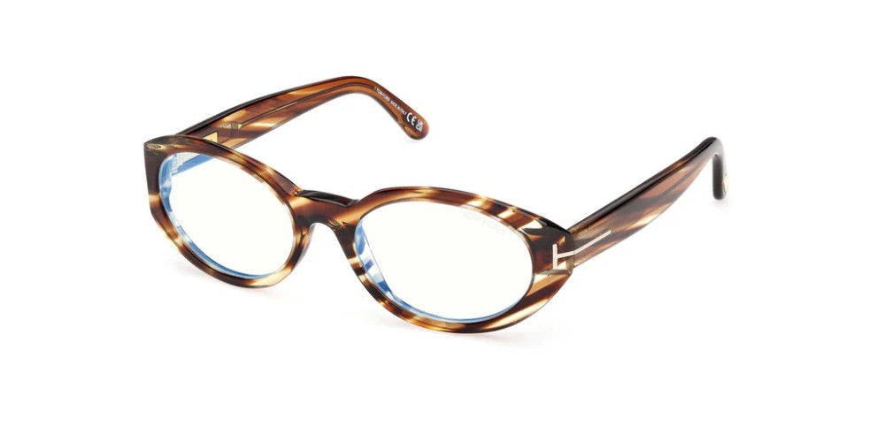 Tom Ford TF6067-B - 055 - 54 - AVEC DES VERRES À FILTRE ANTI LUMIÈRE BLEU-VIOLET Cadres optiques Havane Ovale