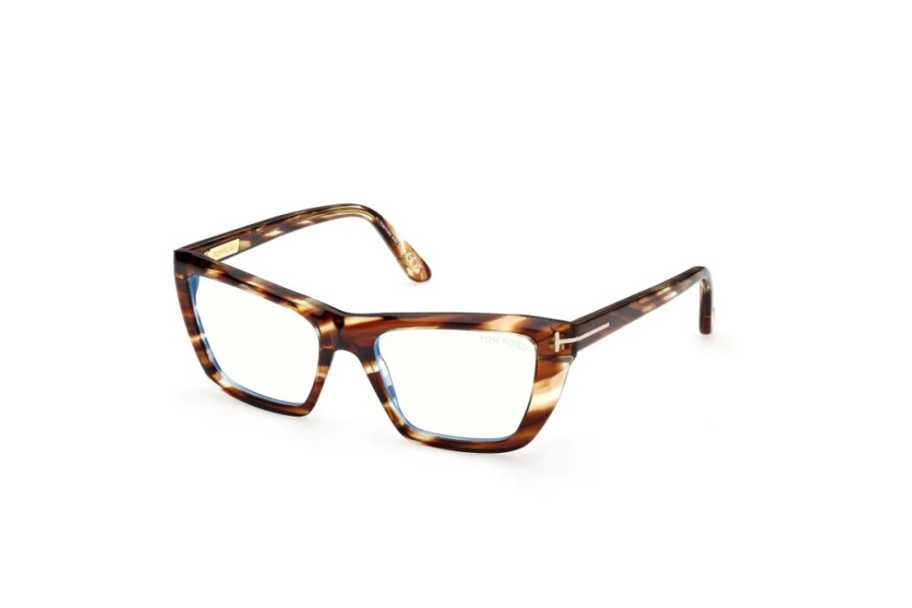 Tom Ford TF6047-B - 055 - 54 - AVEC DES VERRES À FILTRE ANTI LUMIÈRE BLEU-VIOLET Cadres optiques Havane Angulaire