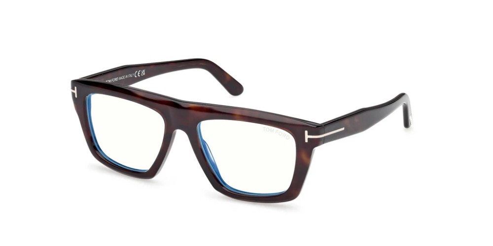 Tom Ford TF6059-B ECO - 052 - 54 - AVEC DES VERRES À FILTRE ANTI LUMIÈRE BLEU-VIOLET Cadres optiques Havane foncé Angulaire