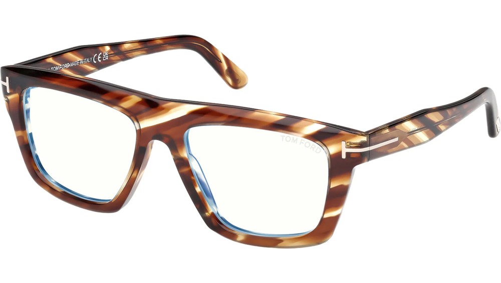 Tom Ford TF6059-B - 055 - 54 - AVEC DES VERRES À FILTRE ANTI LUMIÈRE BLEU-VIOLET Cadres optiques Havane Angulaire