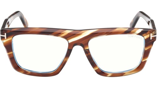 Tom Ford TF6059-B - 055 - 54 - AVEC DES VERRES À FILTRE ANTI LUMIÈRE BLEU-VIOLET Cadres optiques Havane Angulaire