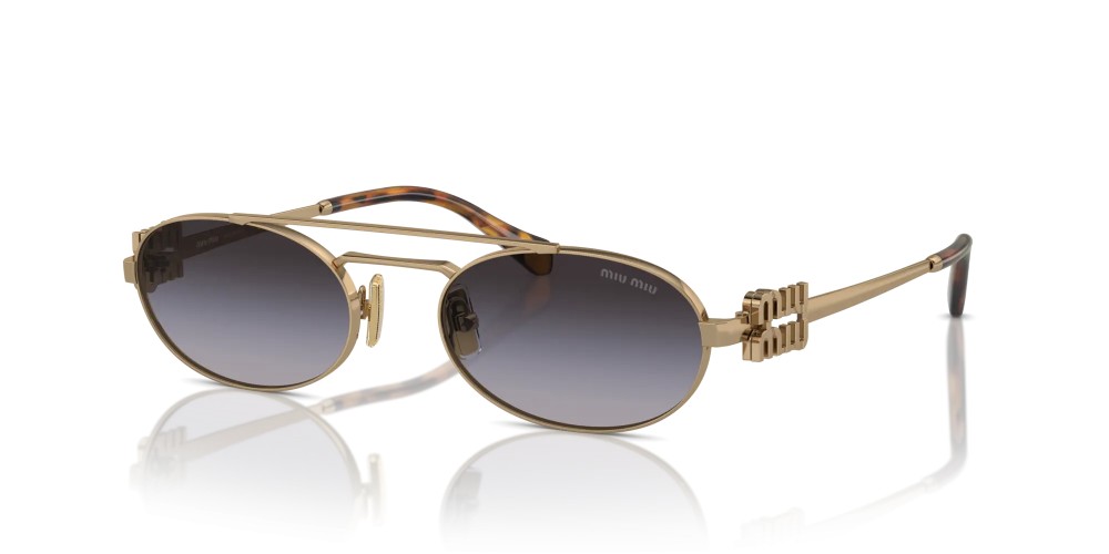MIU MIU MU 54ZS - 7OE5D1 - 53 Lunettes de soleil Or, Havane Ovale