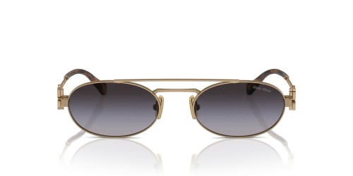 MIU MIU MU 54ZS - 7OE5D1 - 53 Lunettes de soleil Or, Havane Ovale