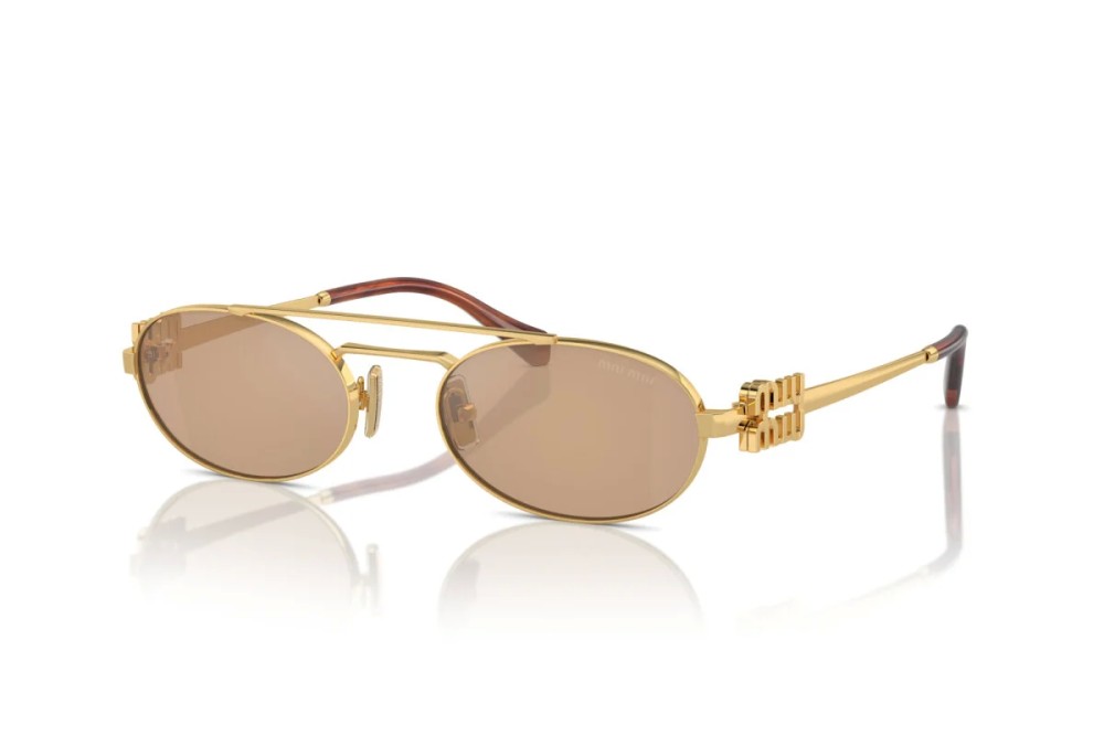 MIU MIU MU 54ZS - 5AK40D - 53 Lunettes de soleil Or, Havane Ovale