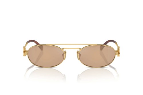 MIU MIU MU 54ZS - 5AK40D - 53 Lunettes de soleil Or, Havane Ovale