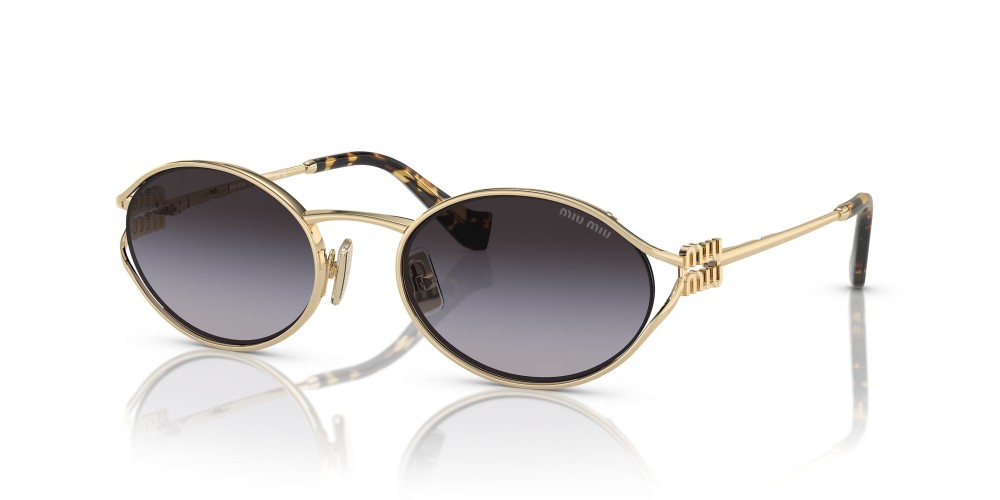 MIU MIU MU 52YS - ZVN5D1 - 54 Lunettes de soleil Or, Havane Ovale