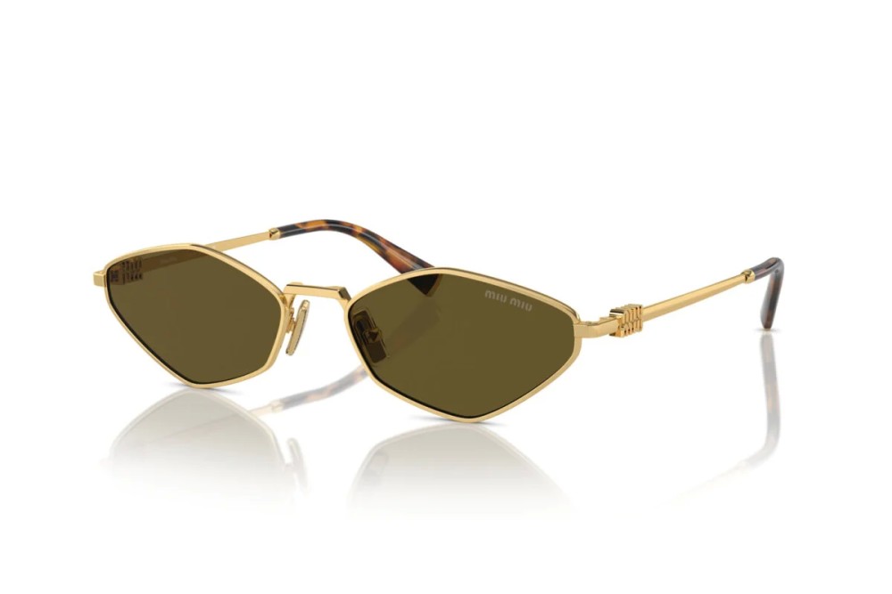 MIU MIU MU 56ZS - 5AK09Z - 56 Lunettes de soleil Or, Havane Angulaire