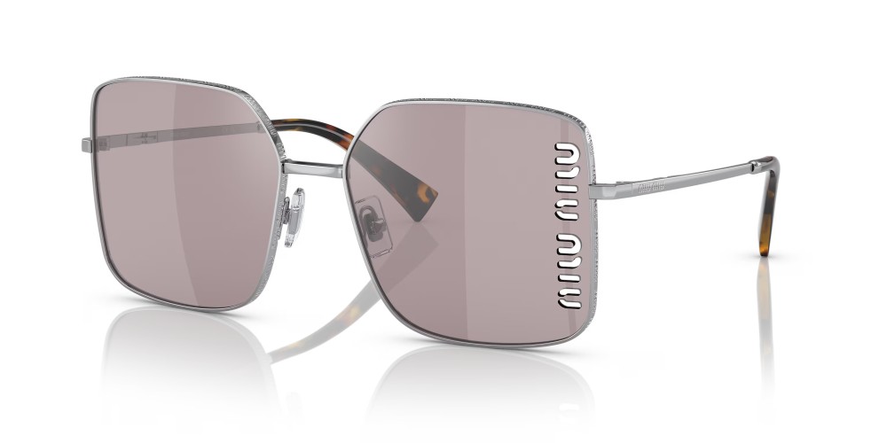MIU MIU MU 51YS - 1BC03V - 60 Lunettes de soleil Argent, Havane Angulaire